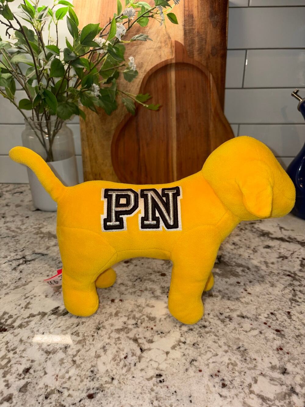 VS PINK Nation Yellow Plush Dog ~10” (Stain)